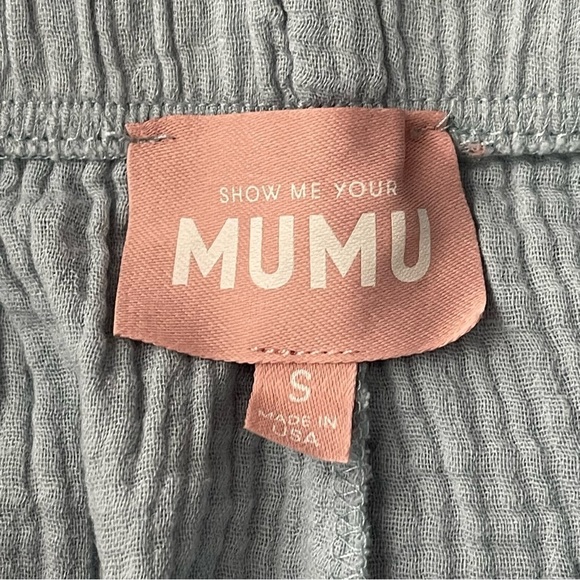 Show Me Your Mumu Rockie Ruffle Shorts Small Elastic Waist Gauze Pull On Blue - Picture 10 of 11